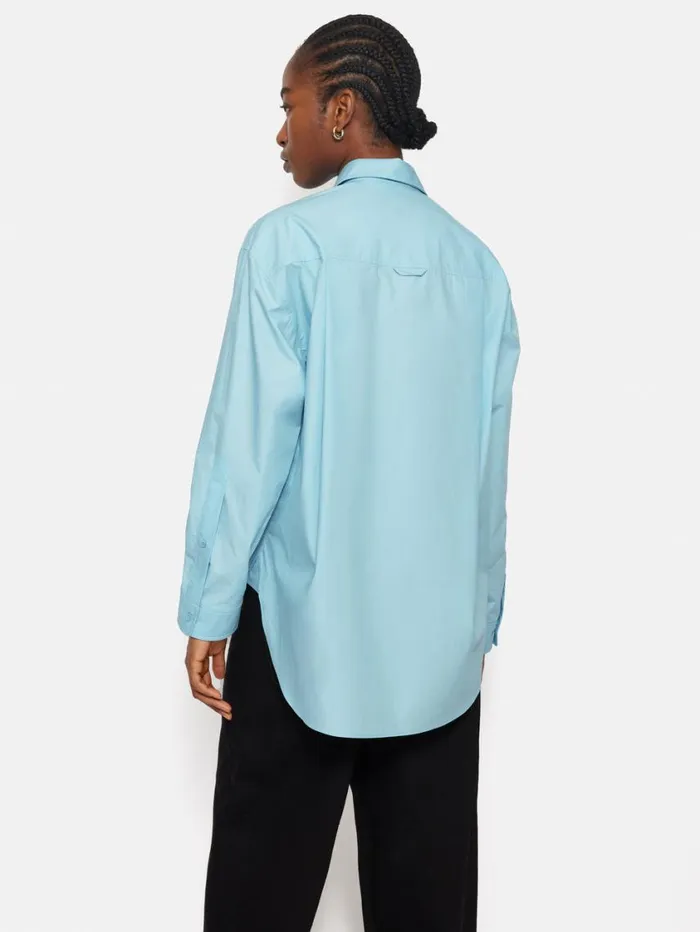 Jigsaw Heritage Cotton Relaxed Shirt Blue Women Shirts and Tops