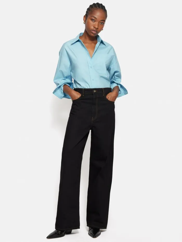 Jigsaw Heritage Cotton Relaxed Shirt Blue Women Shirts and Tops