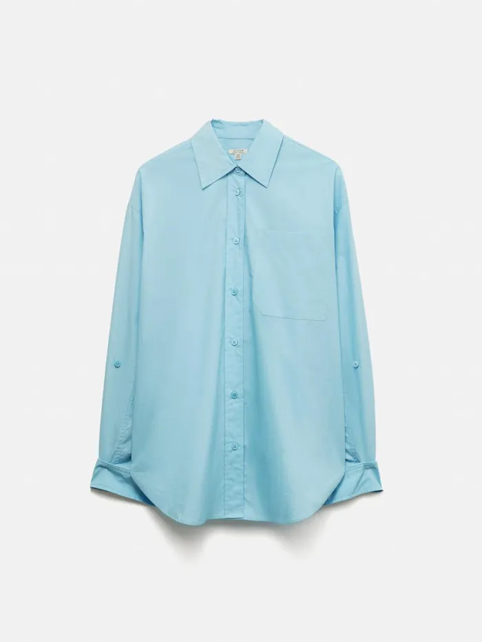 Jigsaw Heritage Cotton Relaxed Shirt Blue Women Shirts and Tops