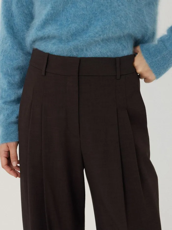 Jigsaw Kemp Crosshatch Trouser Brown Women Trousers