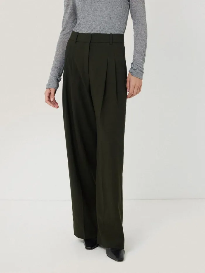 Jigsaw Kemp Fluid Twill Trouser Green Women Trousers