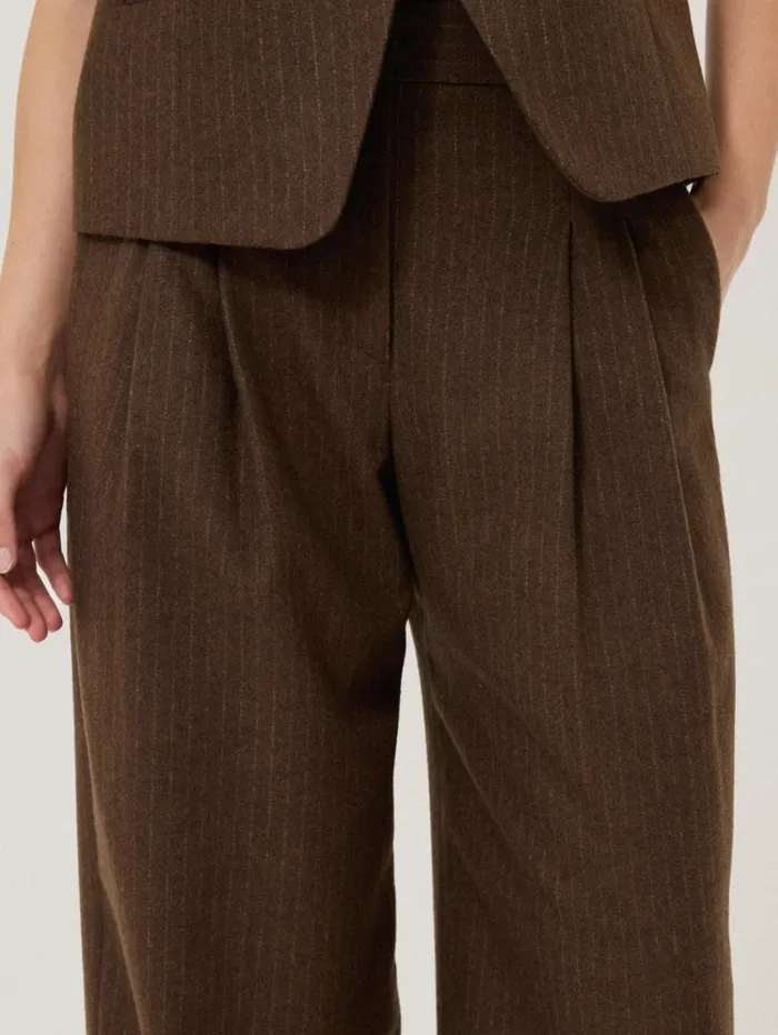 Jigsaw Kemp Wool Pinstripe Trouser Brown Women Trousers