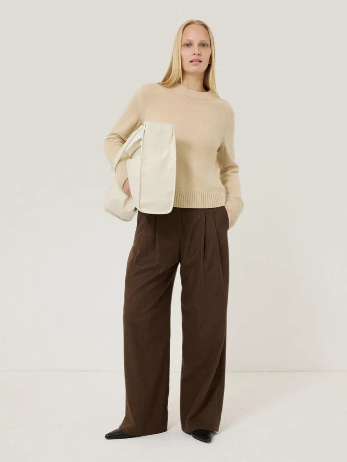 Jigsaw Kemp Wool Pinstripe Trouser Brown Women Trousers