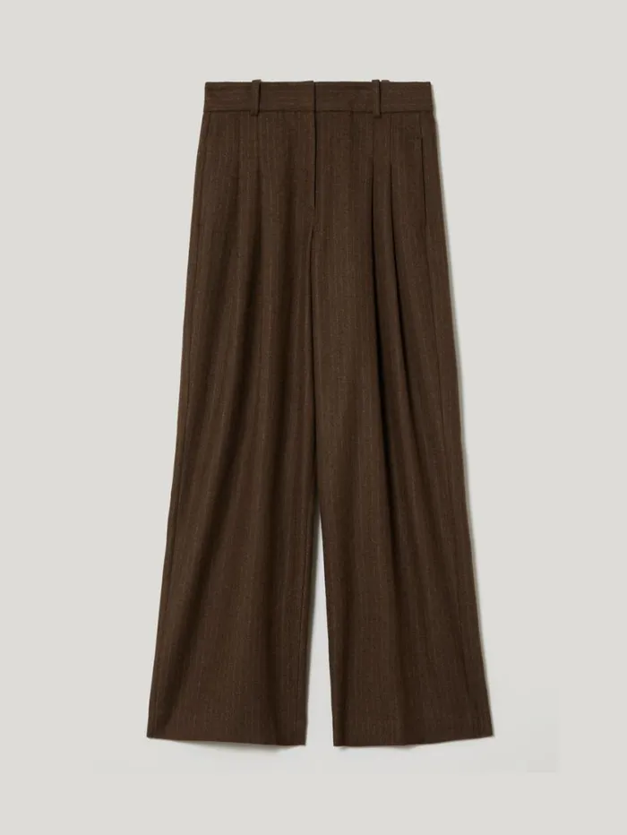Jigsaw Kemp Wool Pinstripe Trouser Brown Women Trousers