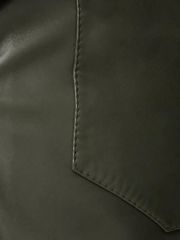 Jigsaw Leather Barrel Leg Trouser Green Women Trousers