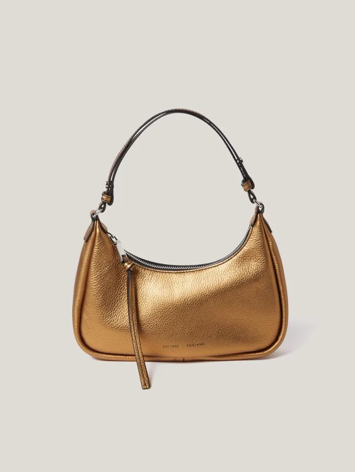 Jigsaw Leather Crescent Shoulder Bag Copper Women Wallets and Card Holders
