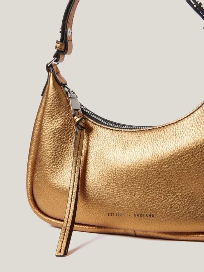 Jigsaw Leather Crescent Shoulder Bag Copper Women Wallets and Card Holders