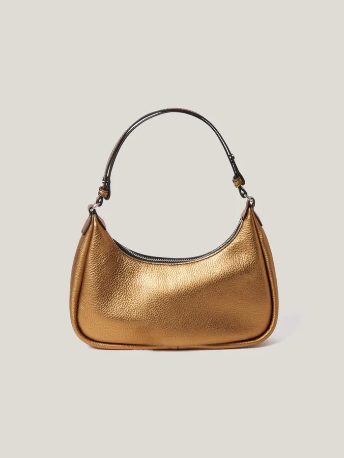 Jigsaw Leather Crescent Shoulder Bag Copper Women Wallets and Card Holders