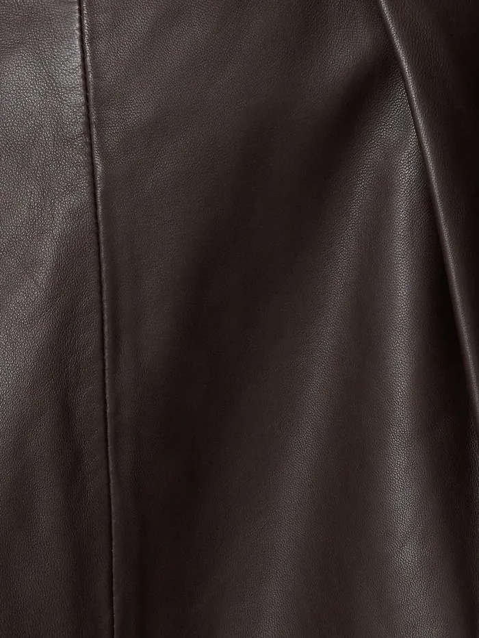 Jigsaw Leather Pleat Midi Skirt Brown Women Skirts