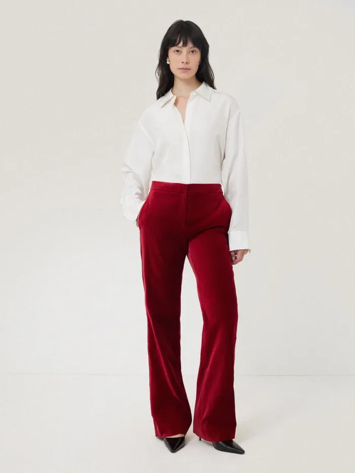 Jigsaw Mason Velvet Trouser Red Women Coords