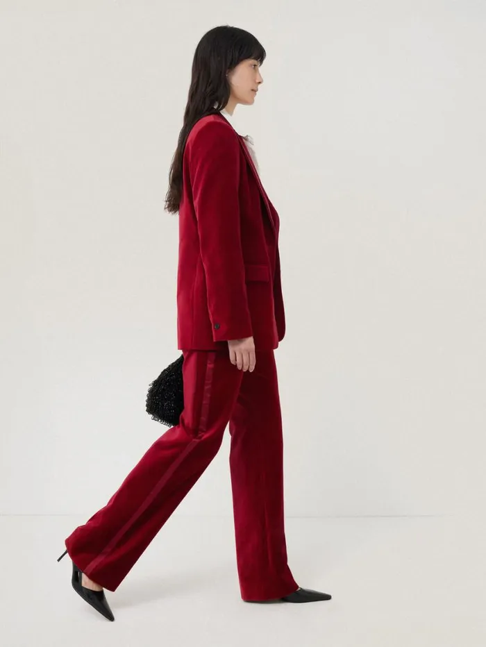 Jigsaw Mason Velvet Trouser Red Women Coords