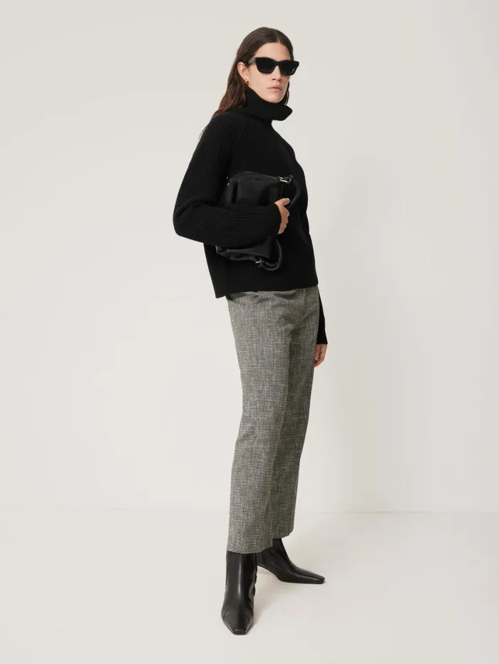 Jigsaw Merino Fishermans Rib Jumper Black Women Knitwear and Cashmere