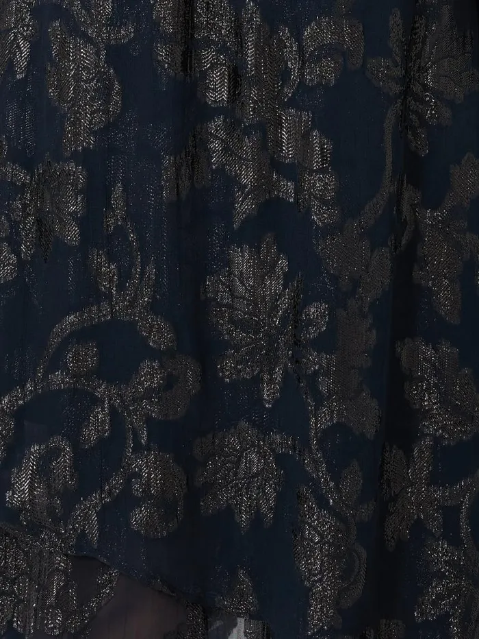Jigsaw Metallic Jacquard Midi Skirt Navy Women Skirts