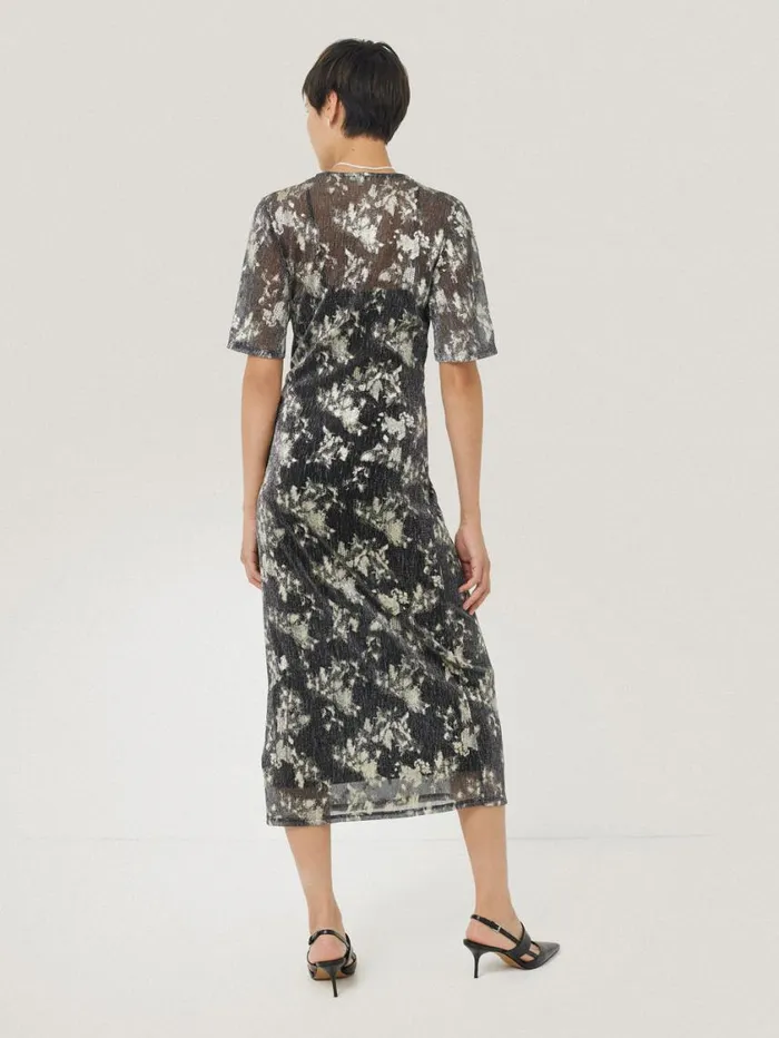 Jigsaw Metallic Knot Front Dress Gold Women Party