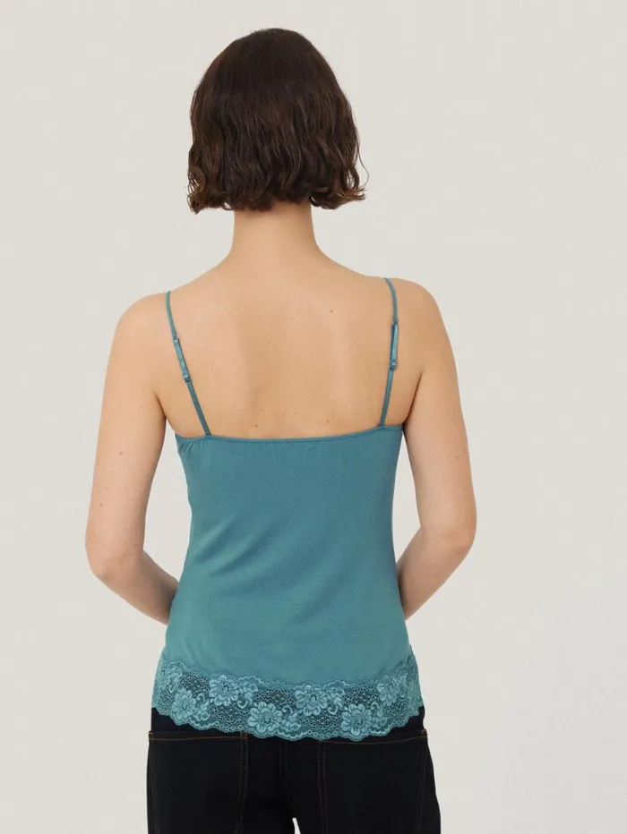 Jigsaw Modal Lace Vest Deep Water Women Pyjamas and Loungewear