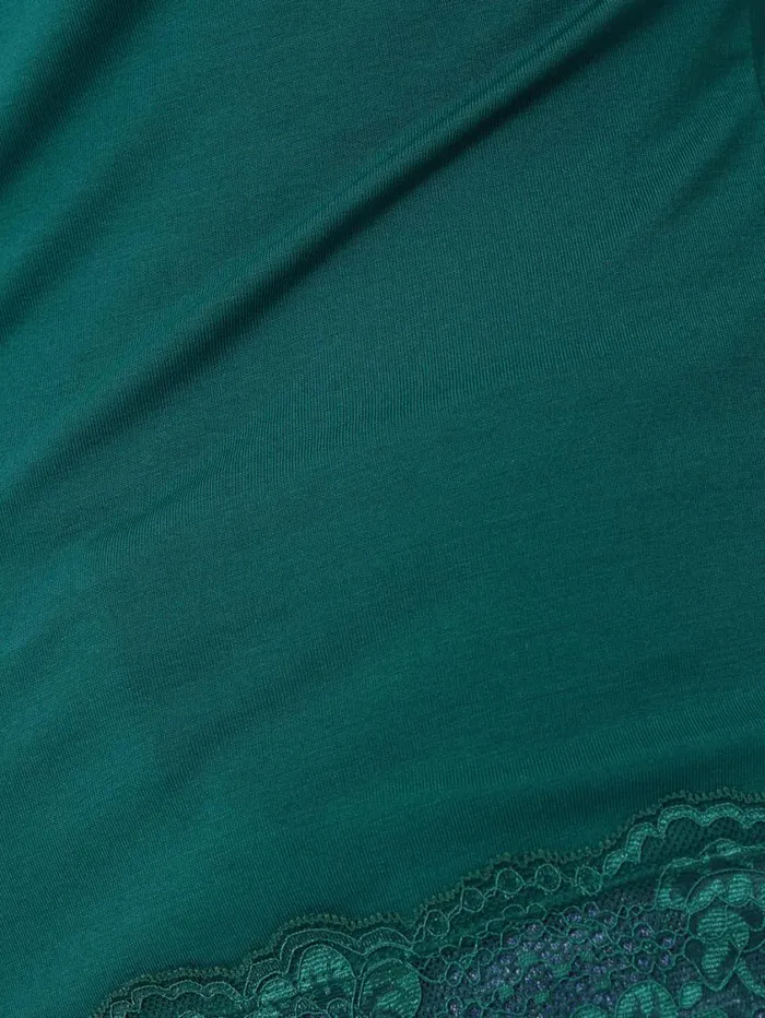 Jigsaw Modal Lace Vest Sherwood Green Women Pyjamas and Loungewear