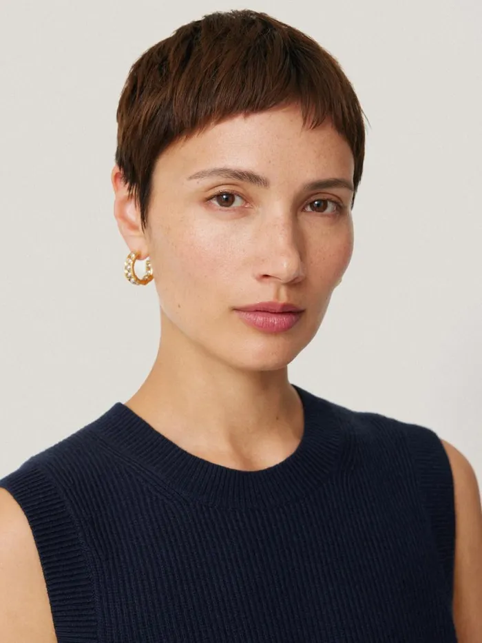 Jigsaw Molten Bead Hoop Earring Multi Women Jewellery