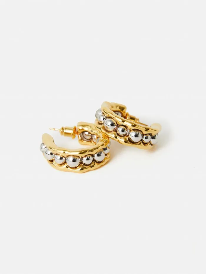Jigsaw Molten Bead Hoop Earring Multi Women Jewellery