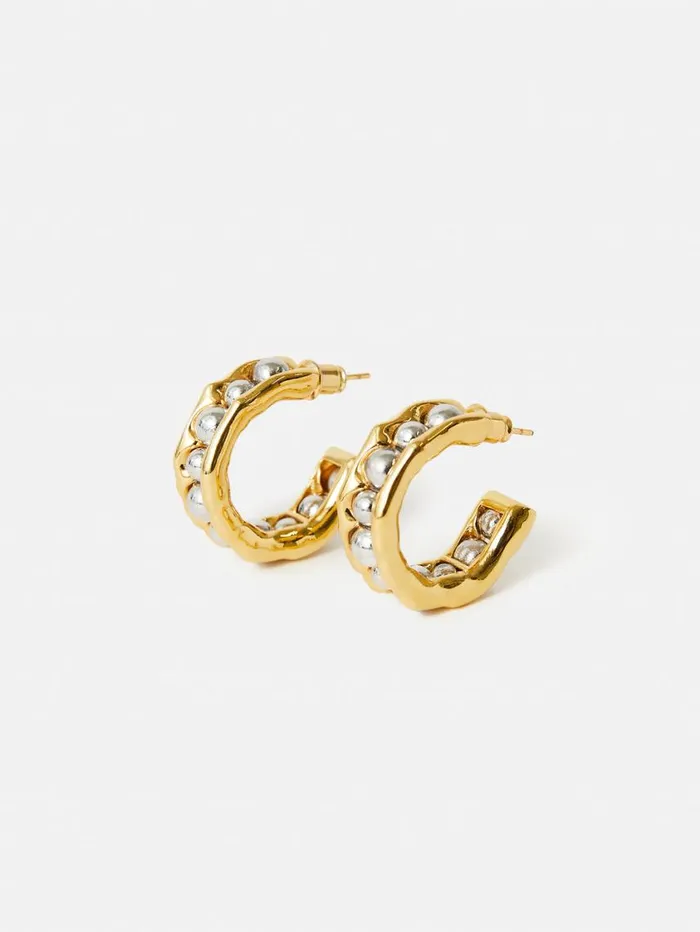 Jigsaw Molten Bead Hoop Earring Multi Women Jewellery