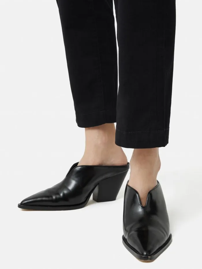 Jigsaw Oakley Heeled Mule Black Women Leather
