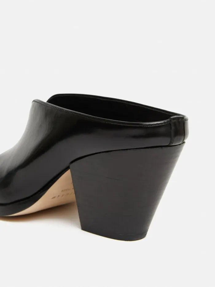 Jigsaw Oakley Heeled Mule Black Women Leather