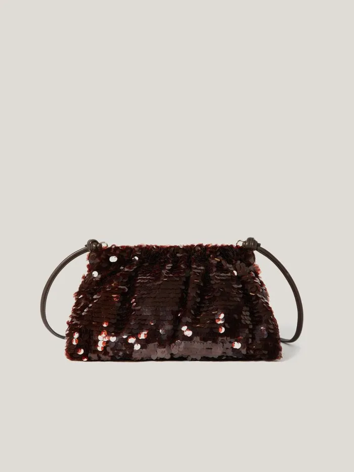 Jigsaw Oversized Sequin Clutch Brown Women Bags