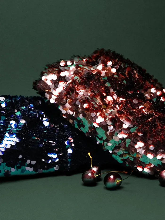 Jigsaw Oversized Sequin Clutch Brown Women Bags