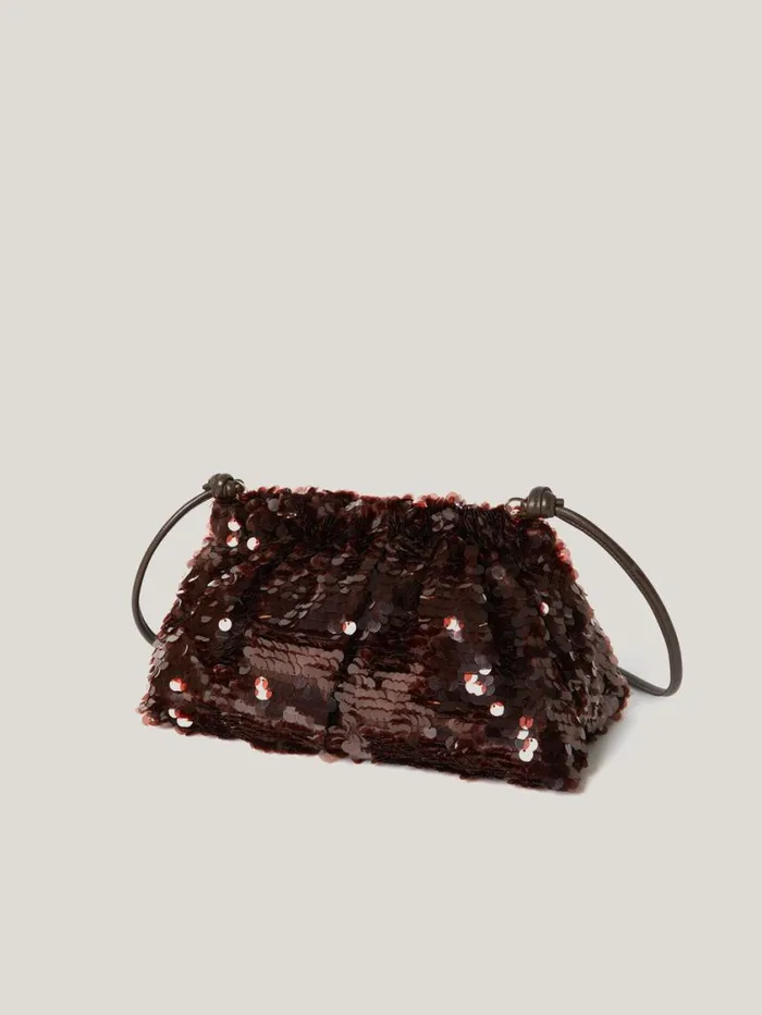 Jigsaw Oversized Sequin Clutch Brown Women Bags