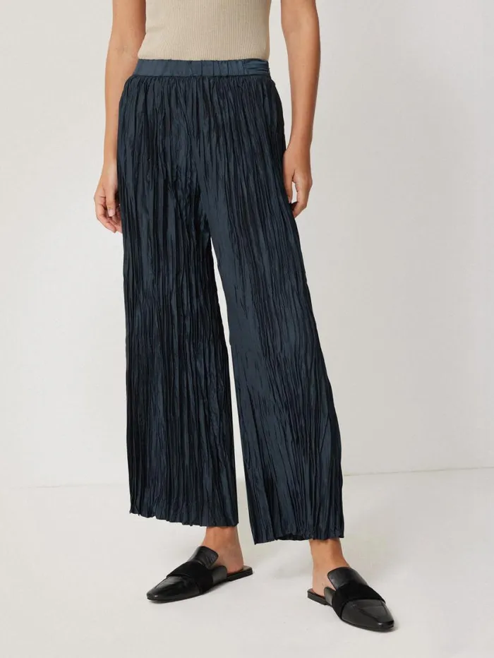 Jigsaw Plisse Trouser Navy Women Party