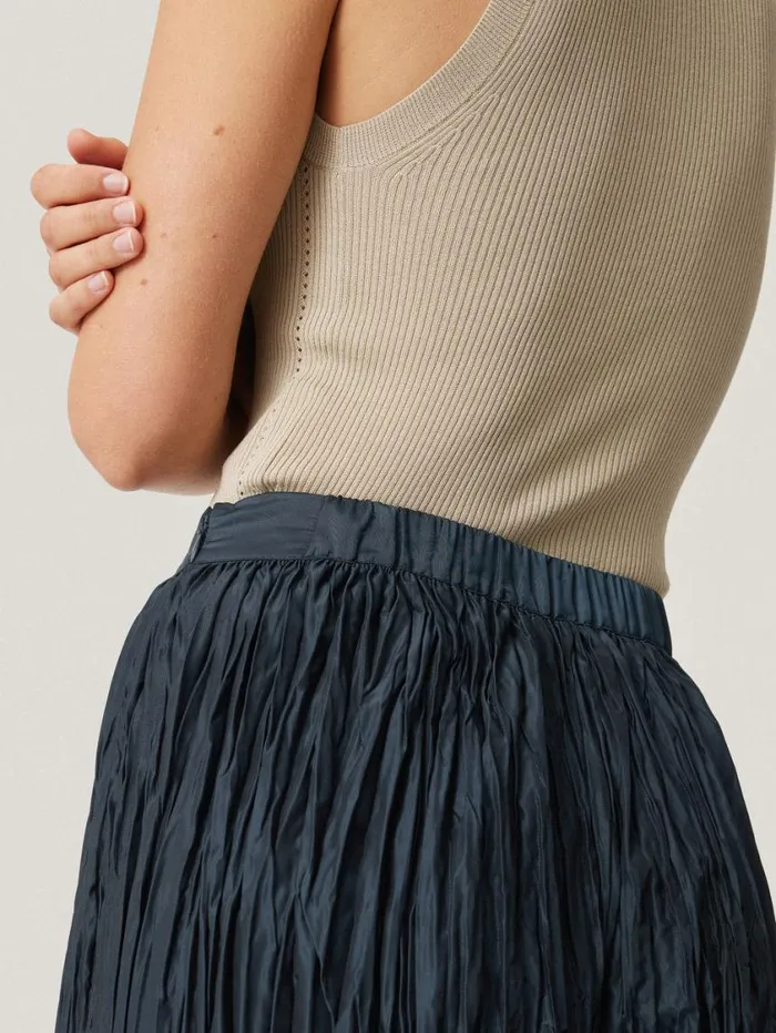 Jigsaw Plisse Trouser Navy Women Party