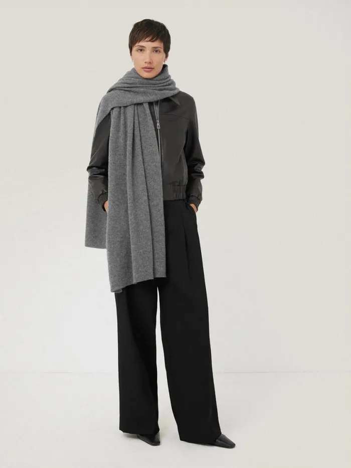 Jigsaw Pure Cashmere Blanket Scarf Mid Grey Women Ponchos and Scarves