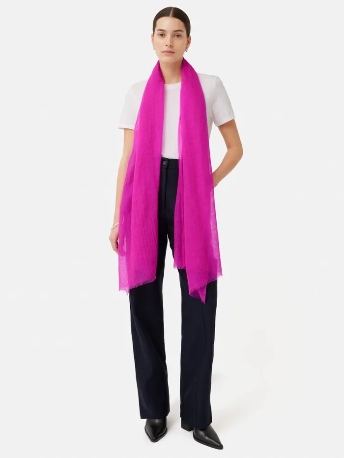 Jigsaw Pure Cashmere Gauze Scarf Pink Women Knitwear and Cashmere