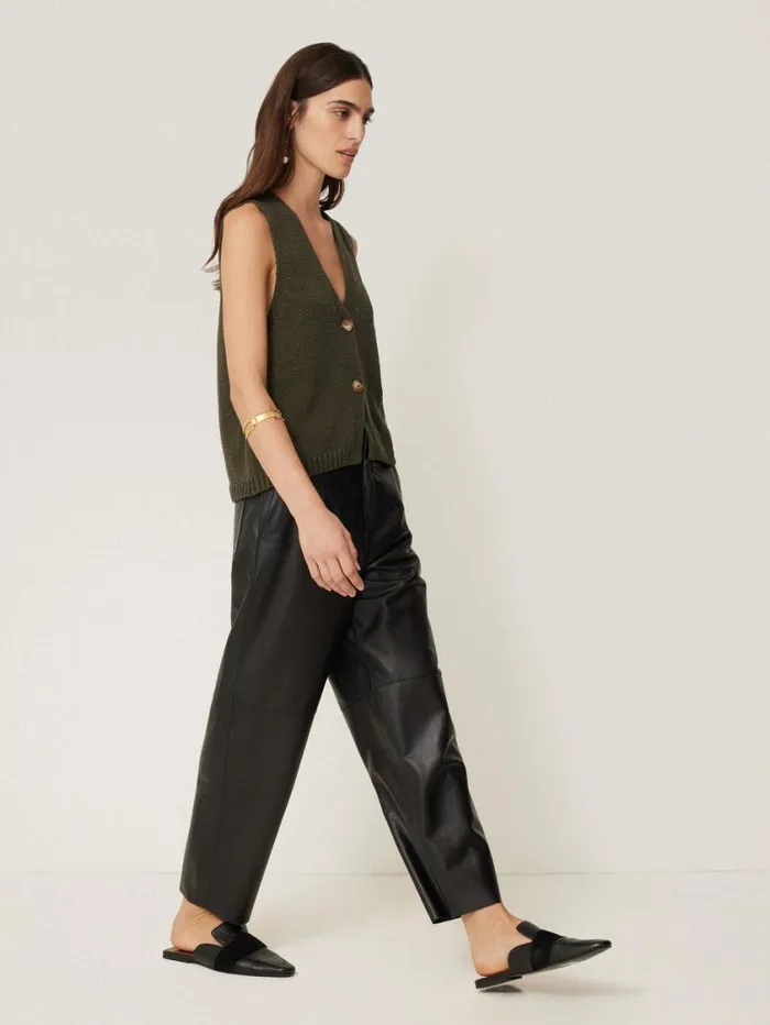 Jigsaw Pure Cotton Knitted Waistcoat Khaki Women Knitwear and Cashmere