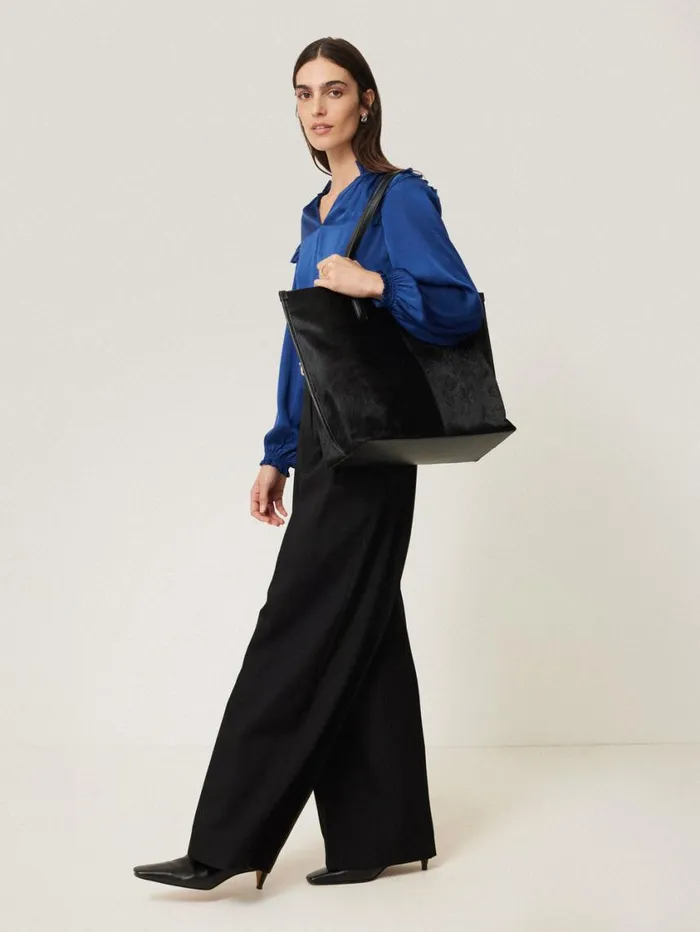 Jigsaw Recycled Satin Ruffle Top Blue Women Party