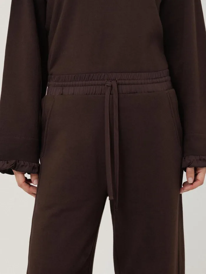 Jigsaw Satin Waistband Jersey Joggers Chocolate Women Pyjamas and Loungewear