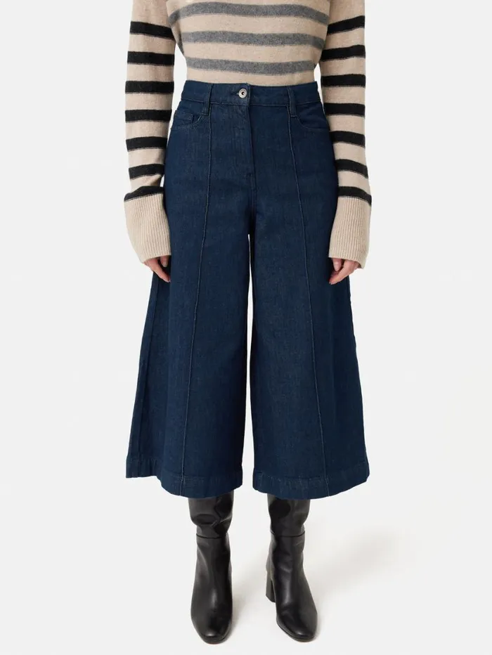 Jigsaw Seamed Denim Culotte Indigo Women Denim