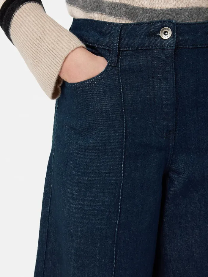 Jigsaw Seamed Denim Culotte Indigo Women Denim