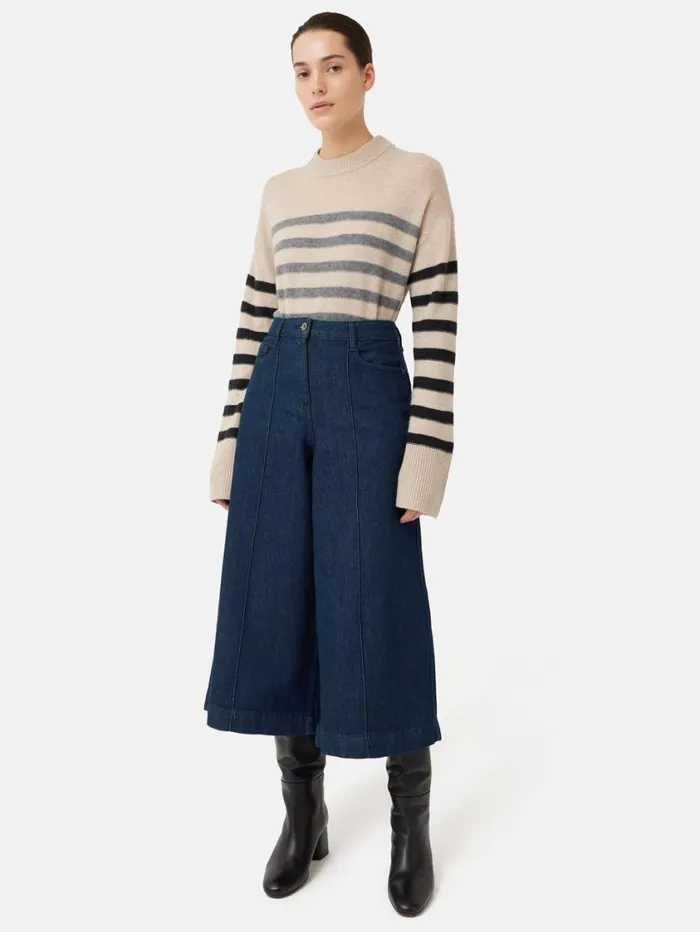 Jigsaw Seamed Denim Culotte Indigo Women Denim