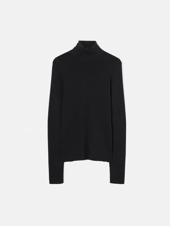 Jigsaw Silk Cotton Polo Jumper Black Women Knitwear and Cashmere