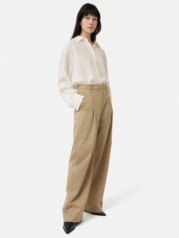 Jigsaw Silk Habotai Relaxed Shirt Ivory Women Shirts and Tops