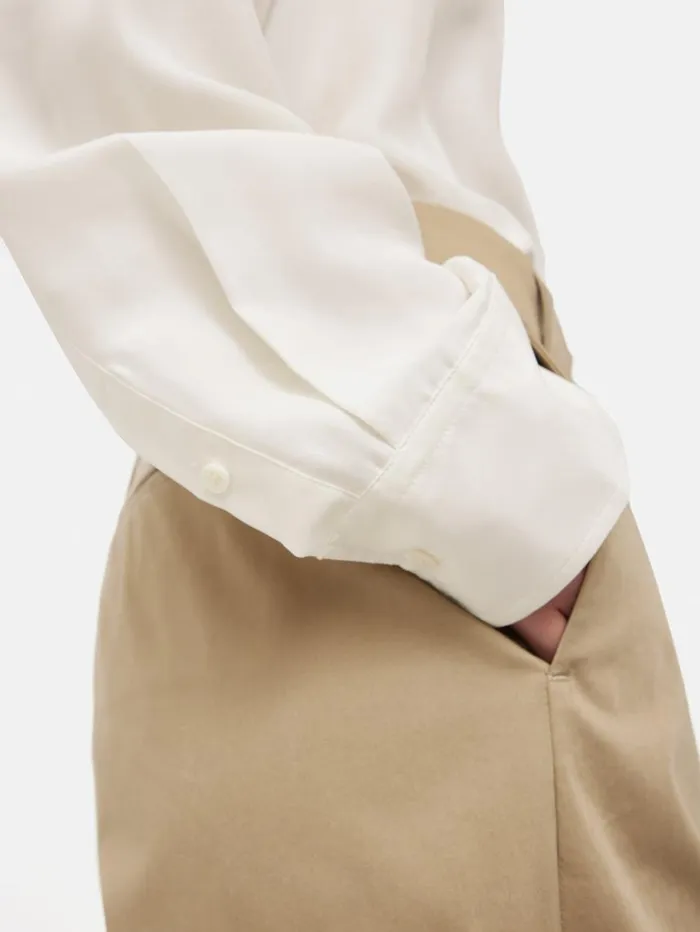 Jigsaw Silk Habotai Relaxed Shirt Ivory Women Shirts and Tops