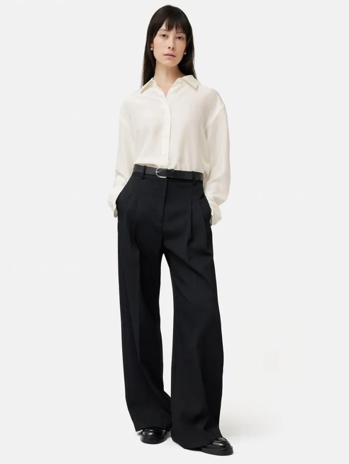 Jigsaw Silk Habotai Relaxed Shirt Ivory Women Shirts and Tops