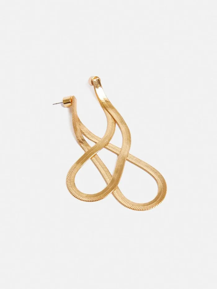Jigsaw Snake Chain Loop Earrings Gold Women Party