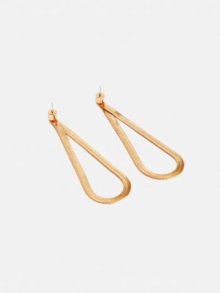 Jigsaw Snake Chain Loop Earrings Gold Women Party