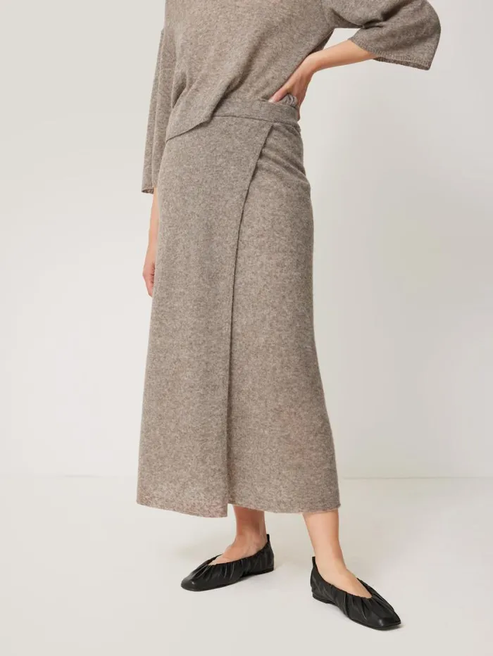 Jigsaw Soft Gauzy Knit Skirt Taupe Women Knitwear and Cashmere