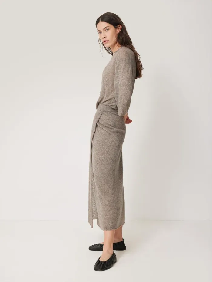 Jigsaw Soft Gauzy Knit Skirt Taupe Women Knitwear and Cashmere