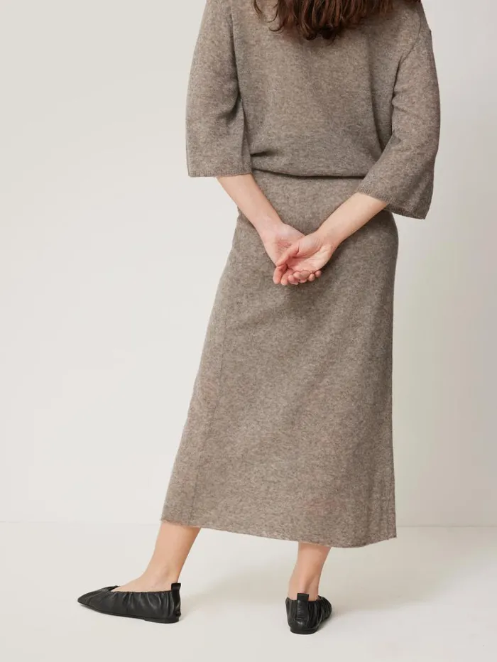 Jigsaw Soft Gauzy Knit Skirt Taupe Women Knitwear and Cashmere