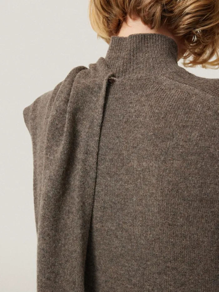 Jigsaw Soft Wool Scarf Jumper Dress Taupe Women Dresses and Jumpsuits
