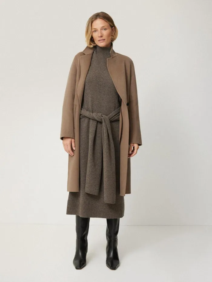 Jigsaw Soft Wool Scarf Jumper Dress Taupe Women Dresses and Jumpsuits