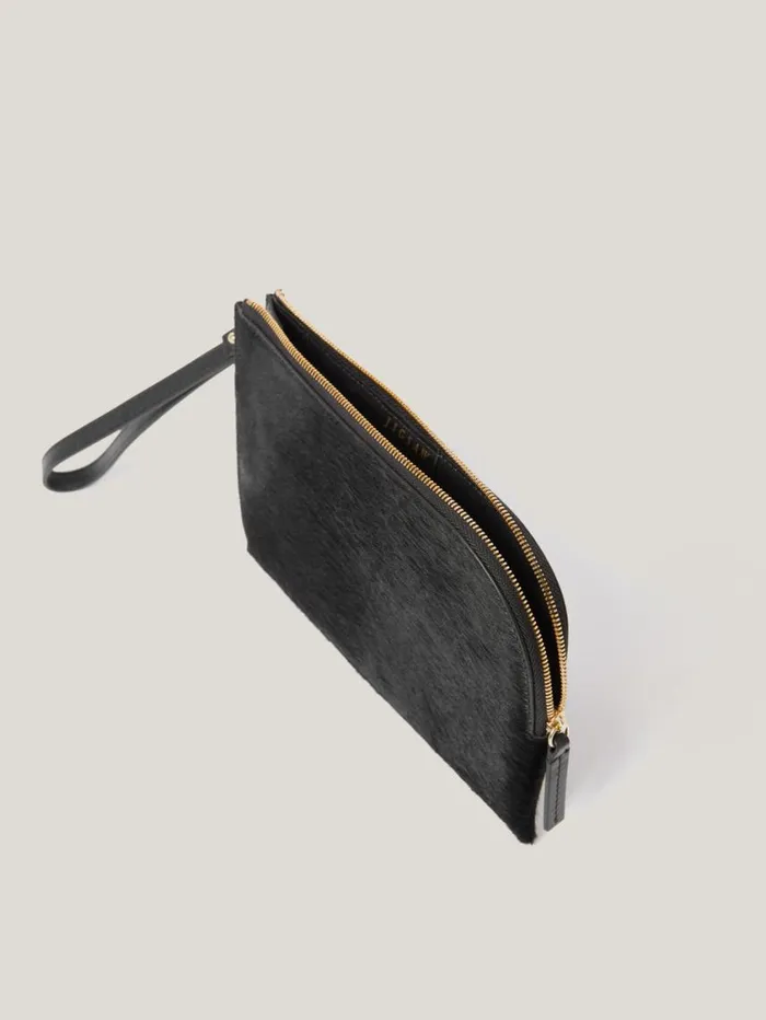 Jigsaw Sophia Calf Hair Pouch Black Women Party